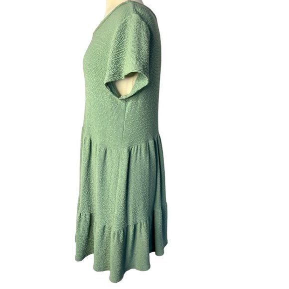 Rolla Coaster Baby Doll Dress Large Green Short Sleeve Round Neck Stretchy Layer - Picture 3 of 14